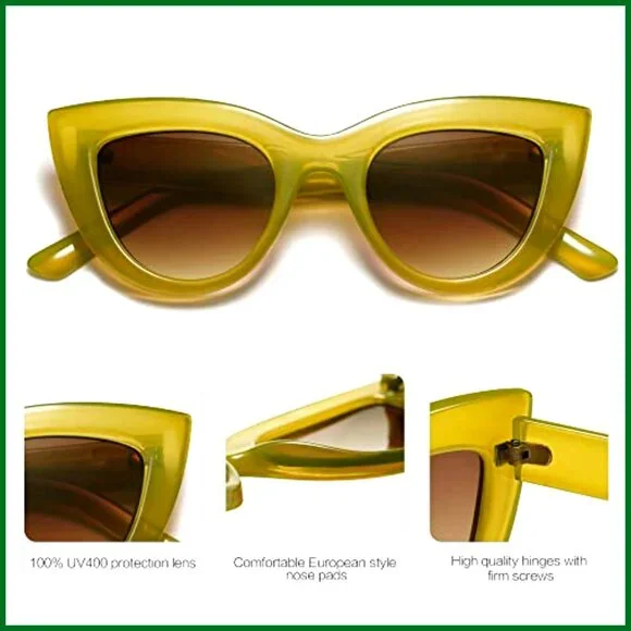 Retro Small Cat Eye Sunglasses UV400 Protection Vintage Fashion - Picture 4 of 7
